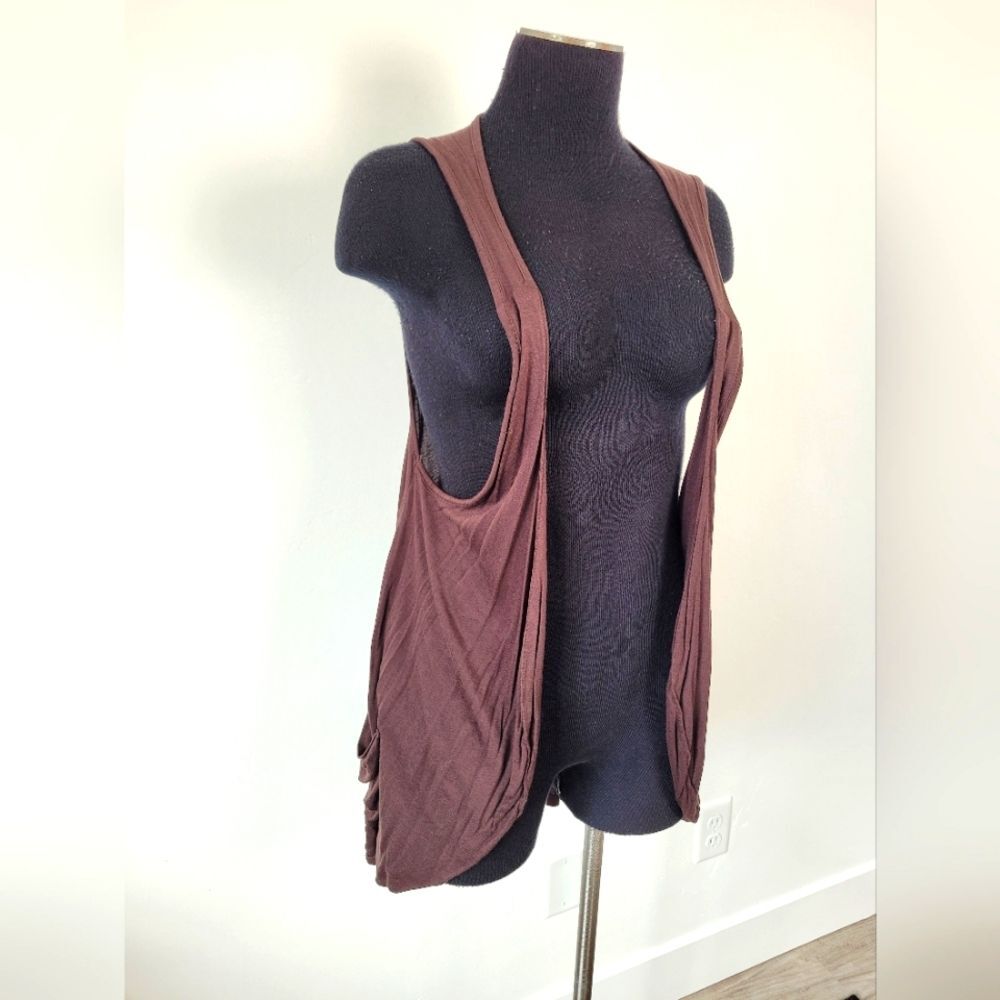 Active Basic Chocolate Brown Sleeveless Shawl Topper Y2K Hippie Gypsy Artsy Boho